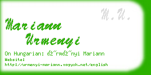 mariann urmenyi business card